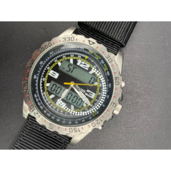 Stauer Centurion Watch Men's Analog Digital Silver Tone Round Nato